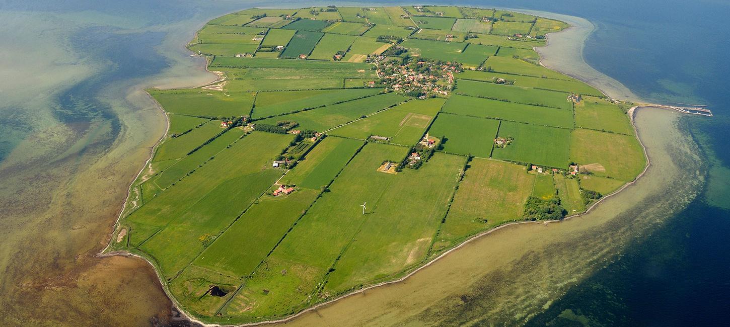 Luftfoto af Strynø i Det Sydfynske Øhav